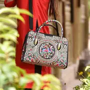 flower embroidered handbags ethnic style crossbody bag canvas satchel purse for women details 1