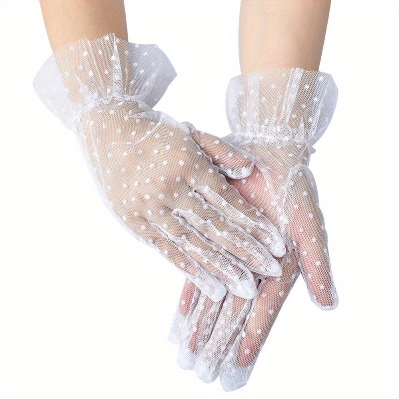 Summer Sun Protection Gloves Women Vintage Sheer Short Lace Gloves