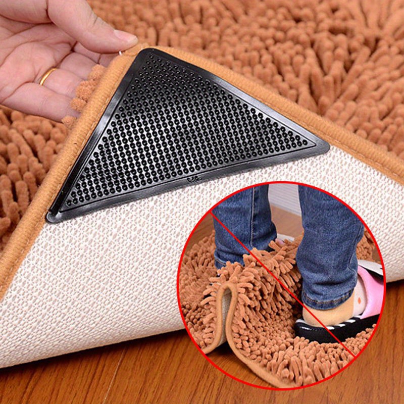 4pcs/set Anti-slip Mat Grippers For Home Carpet, Keep Rug Pad From