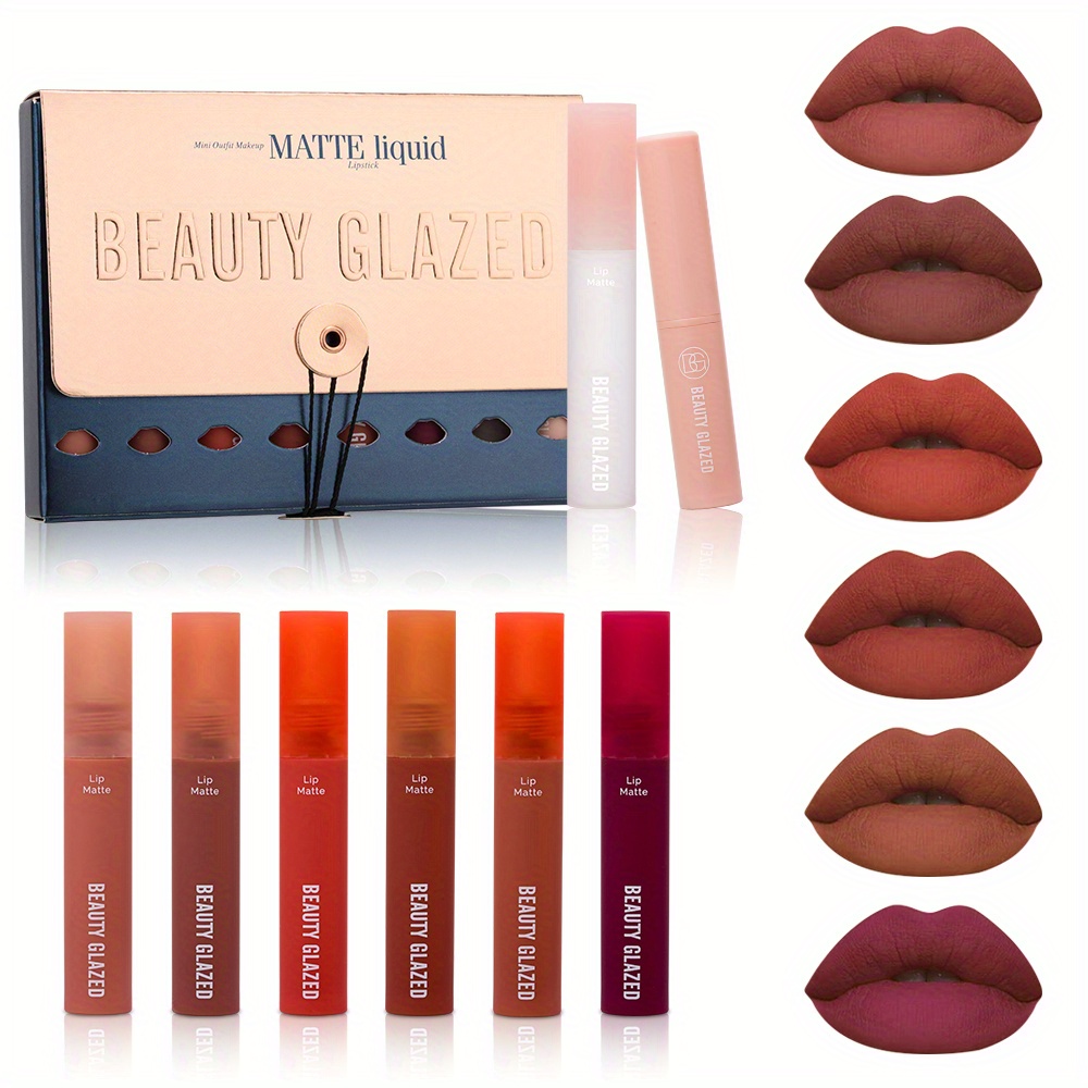 8pcs matte liquid lipsticks waterproof long lasting lipgloss set makeup details 0