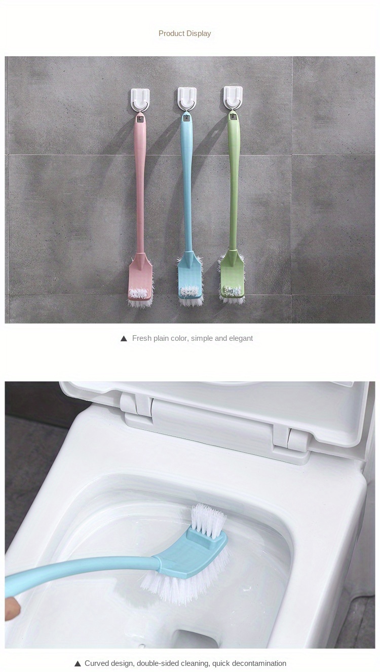 Double-sided Thickened Plastic Toilet Cleaning Brush - Long Handle