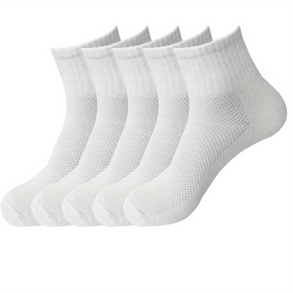 5 Pairs Men's Mesh Crew Socks Soft Winter & Autumn Style