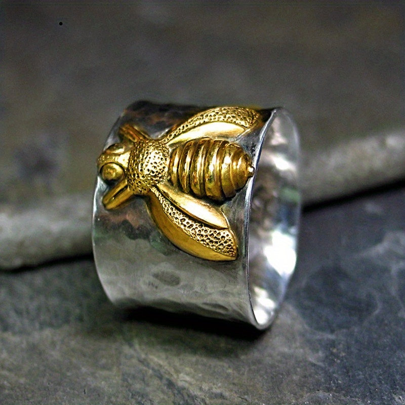 1pc Men's Retro Bee Ring Fashion Jewelry Accessories