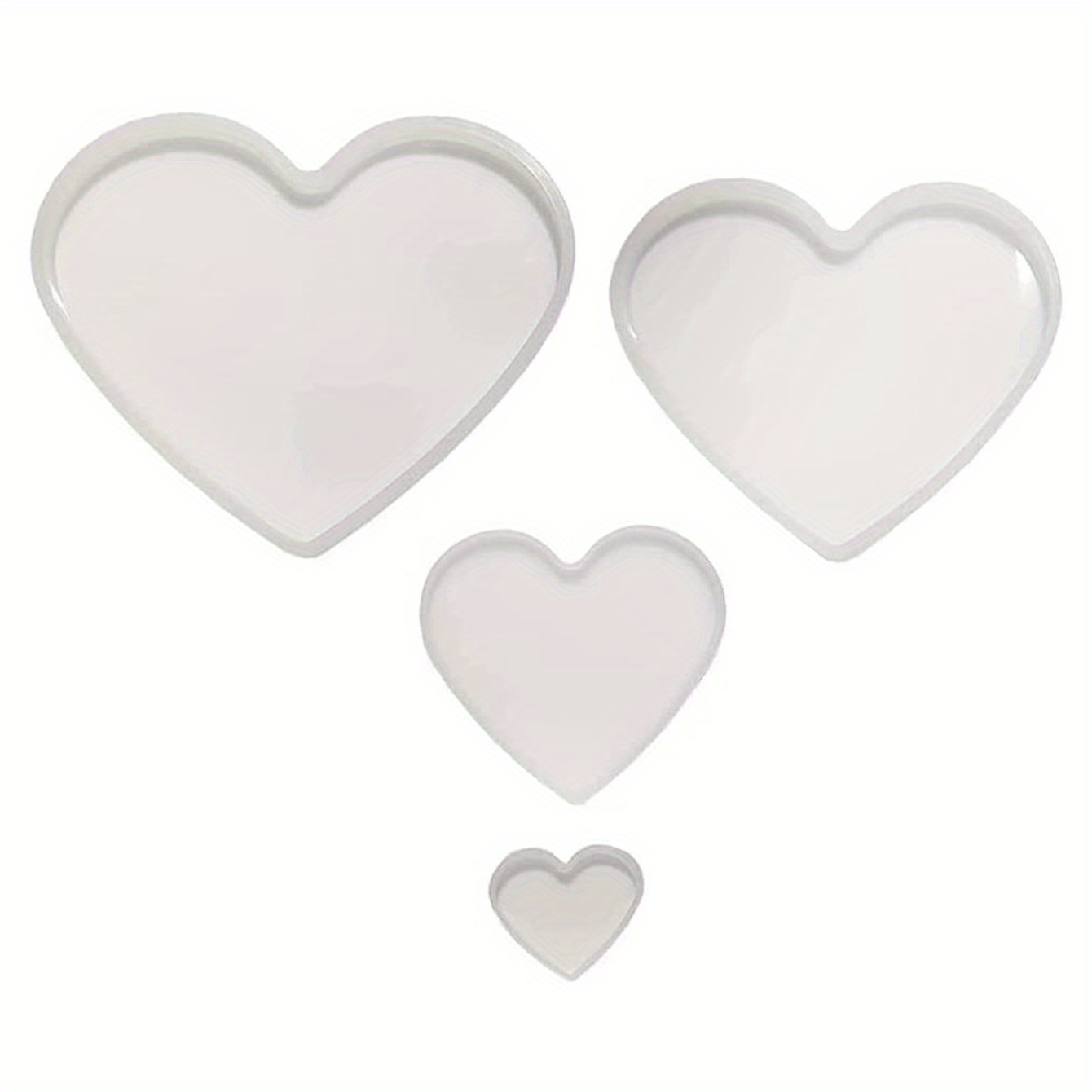 LVDGE 3D Heart-Shaped Silicone Clear Mold for Valentine Epoxy Resin Art,  DIY Candle & Soap Making, Aromatherapy Product (4 Pack White)