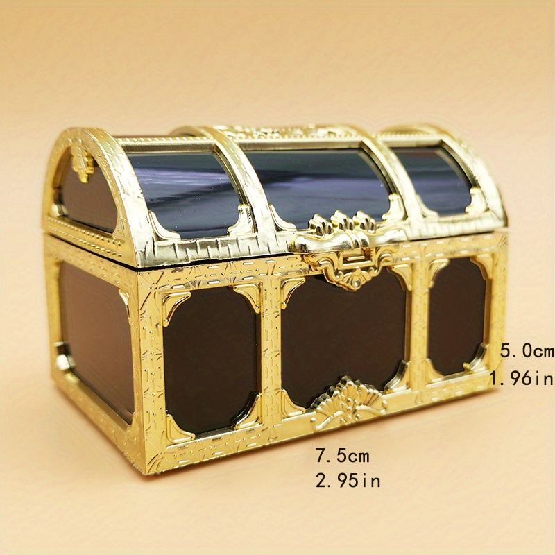 1pc Vintage Golden Treasure Chest Jewelry Box - Perfect for Weddings,  Gifts, and Candy Packaging