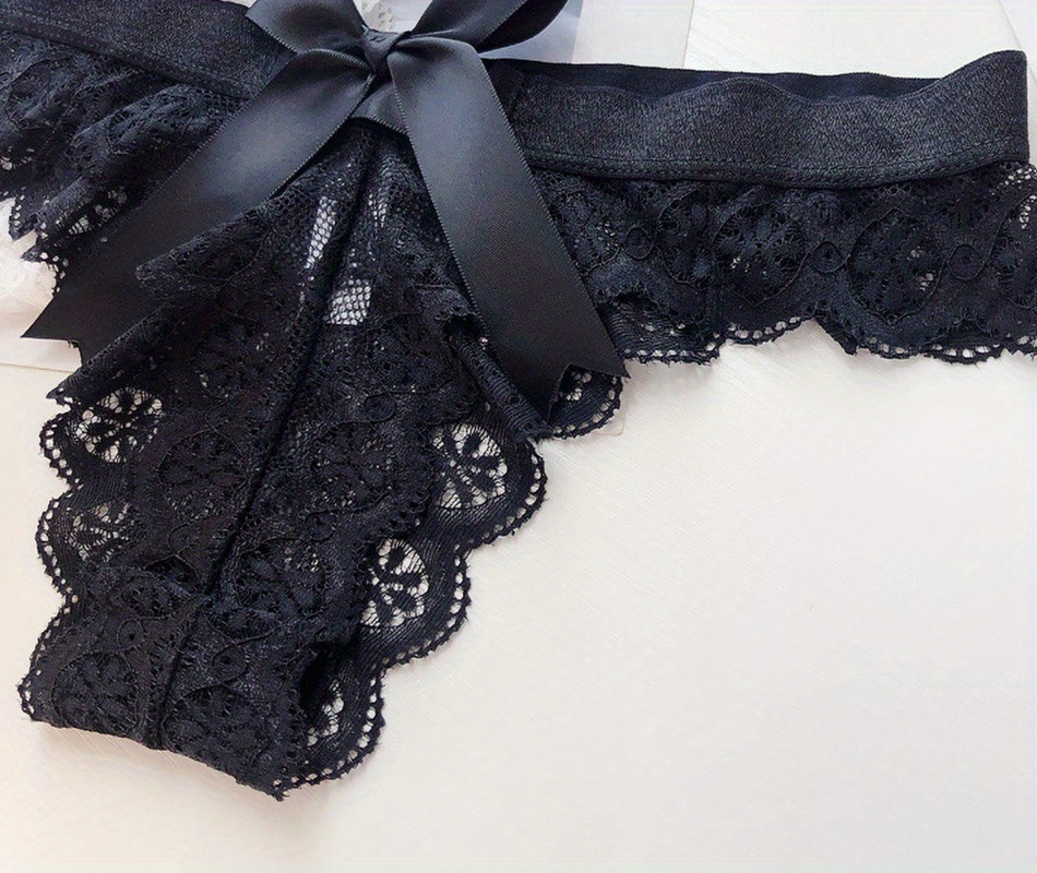 Solid Color Cotton Sexy Floral Lace Cheeky Panties - Temu