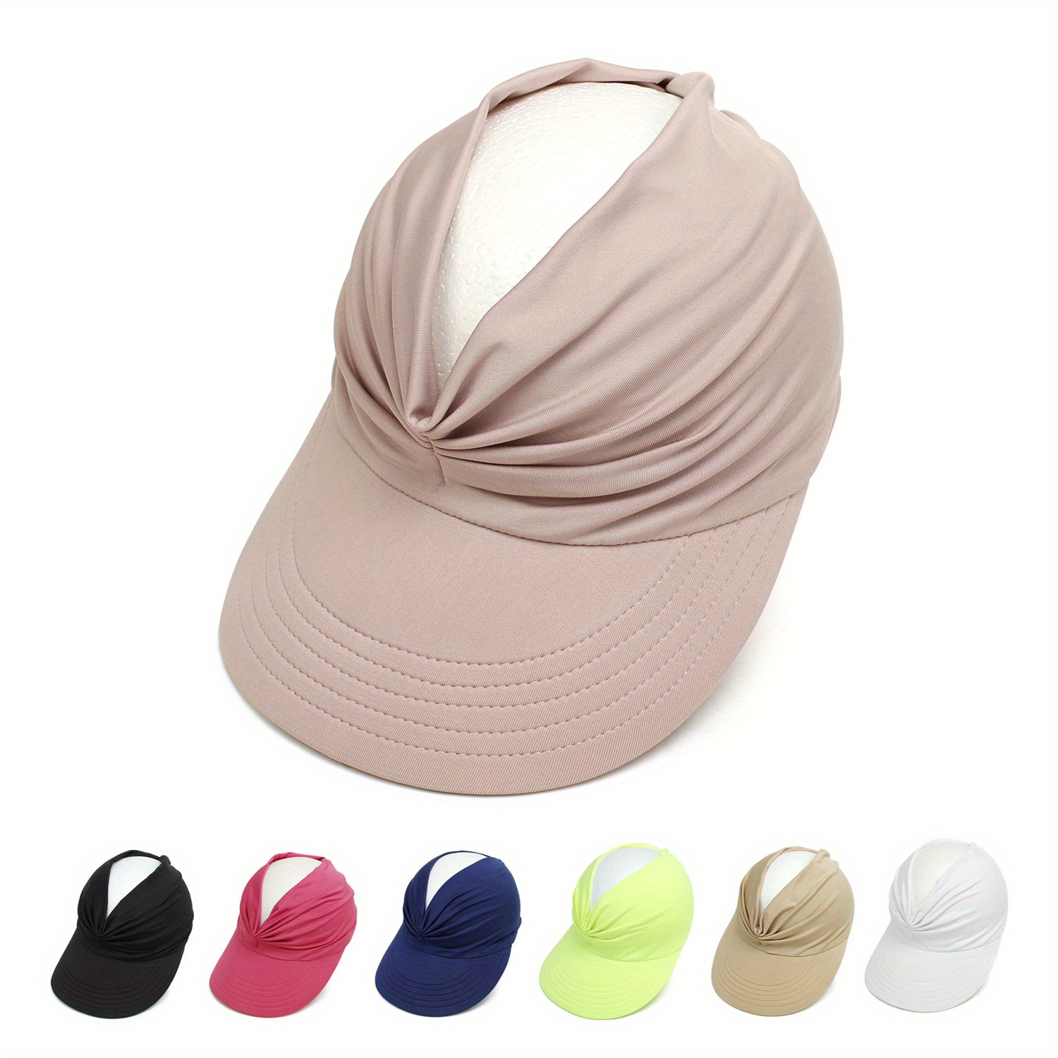  WPYYI - Sombrero de sol para mujer, gorra de sol transpirable  para mujer, visera escalable, parte superior vacía, gorra de béisbol de ala  ancha, gorra de playa (color A, tamaño: 21.7-22.8
