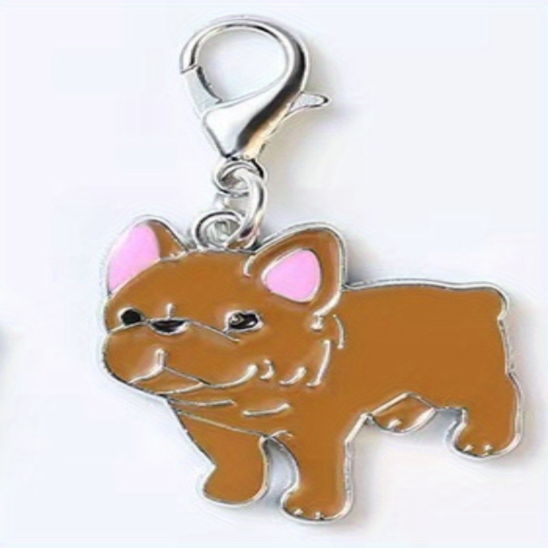 1pc Adorable French Bulldog Keychain With Durable Pu Leather Strap