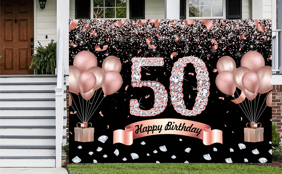 50th Birthday Decorations for Women, Happy Birthday Banner for Birthda –  Lasercutwraps Shop