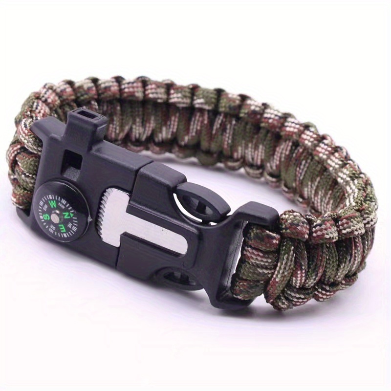 Paracord Survival Bracelet - 2 Pack Survival Kit Firestarter Bracelets -  Includes Compass, Firesteel, Whistle And Parachute Cord