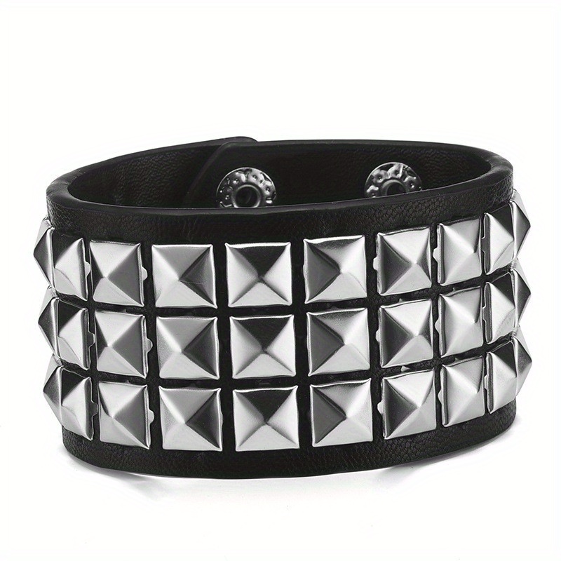Gadpiparty Grunge Clothes Emo Clothes Men's Bracelets Spiked Studded  Bracelet Black Leather Rivet Punk Bracelet Cuff Wrap Bangle Wristband for  Men
