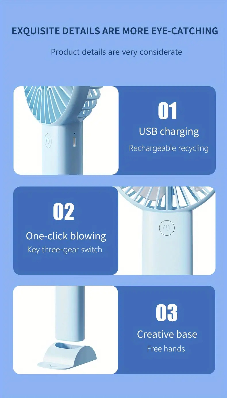 Mini USB Charging Handheld Fan Desktop Small Fan With Mobile Phone Holder Portable And Simple Outdoor Small Fan details 8