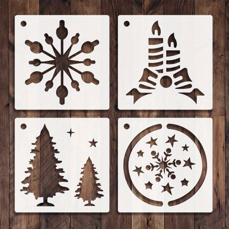 ZUARFY Pack of 16 Reusable Christmas Painting Stencil Templates DIY Drawing  Stencils 