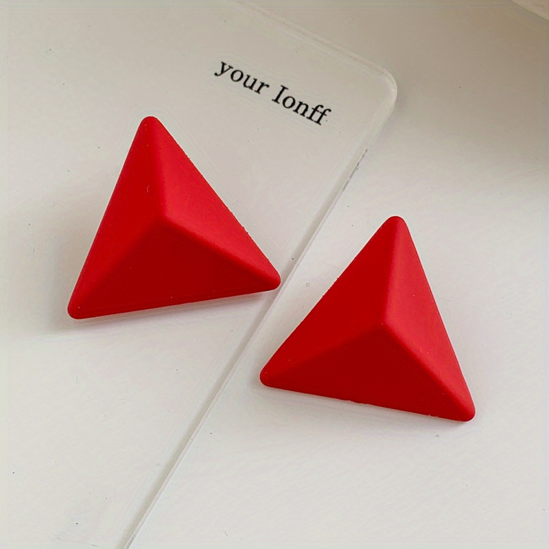 Image of Colorful Stud Earrings Candy-colored Retro Spray Paint Matte Geometric Korean Fashion Individual Women