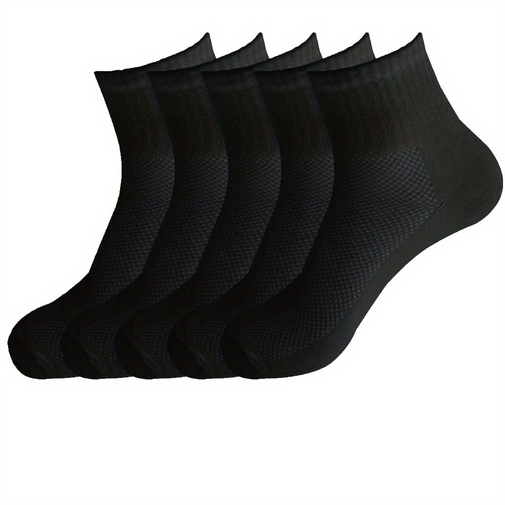 5 Pairs Men's Mesh Crew Socks Soft Winter & Autumn Style