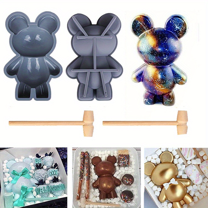 Bear Chocolate Molds Silicone, 3D Cute Breakable Bear Mold Candy