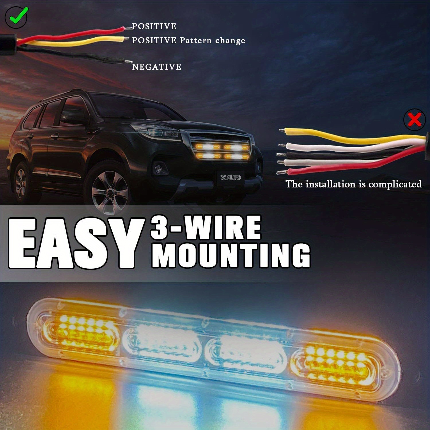Strobe Lights Trucks Emergency Light Vehicles 24 leds Amber Temu