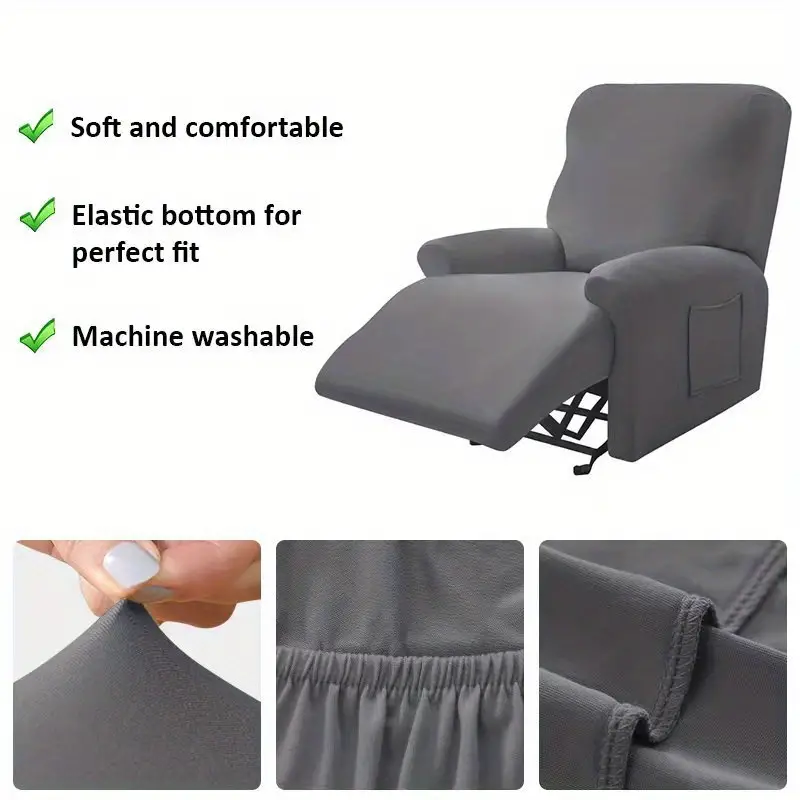 4pcs waterproof milk silk armchair slipcover with pocket non slip sofa cover furniture protector for bedroom office living room home decor details 1