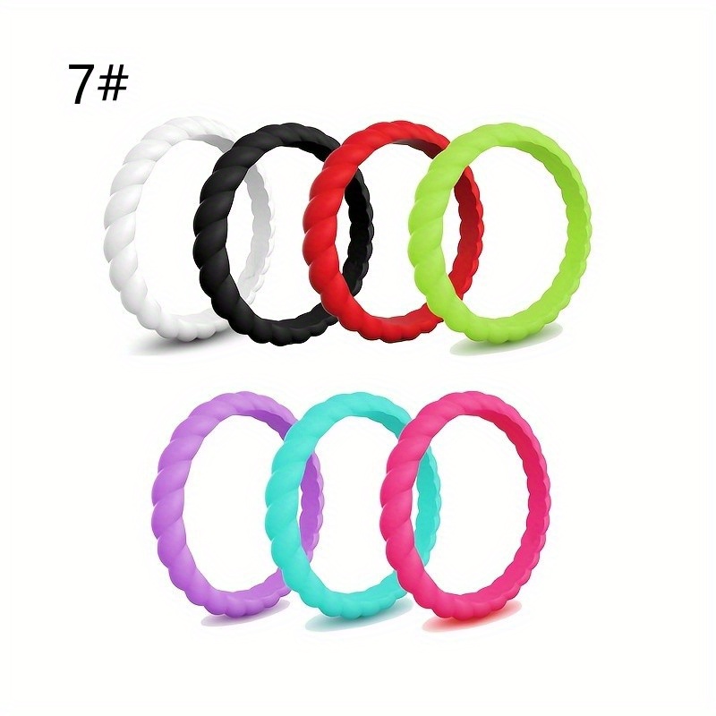 7pc Silicon Sporty Stacking Rings for Daily Outfits