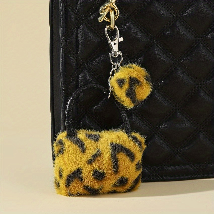 Temu Charms Leopard Pattern Bag Shaped Keychains