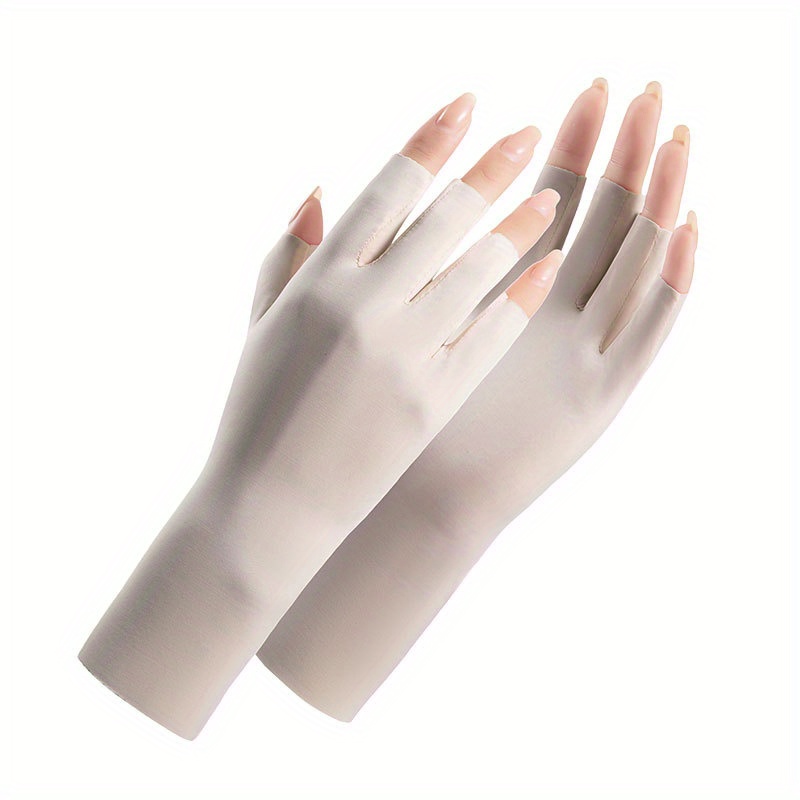 1 Pairs Anti UV Gloves for Nails UV Shield Glove Gel Manicure, Professional  Anti-UV Fingerless Protect Hands from UV Light Lamp Dryer (Long White)