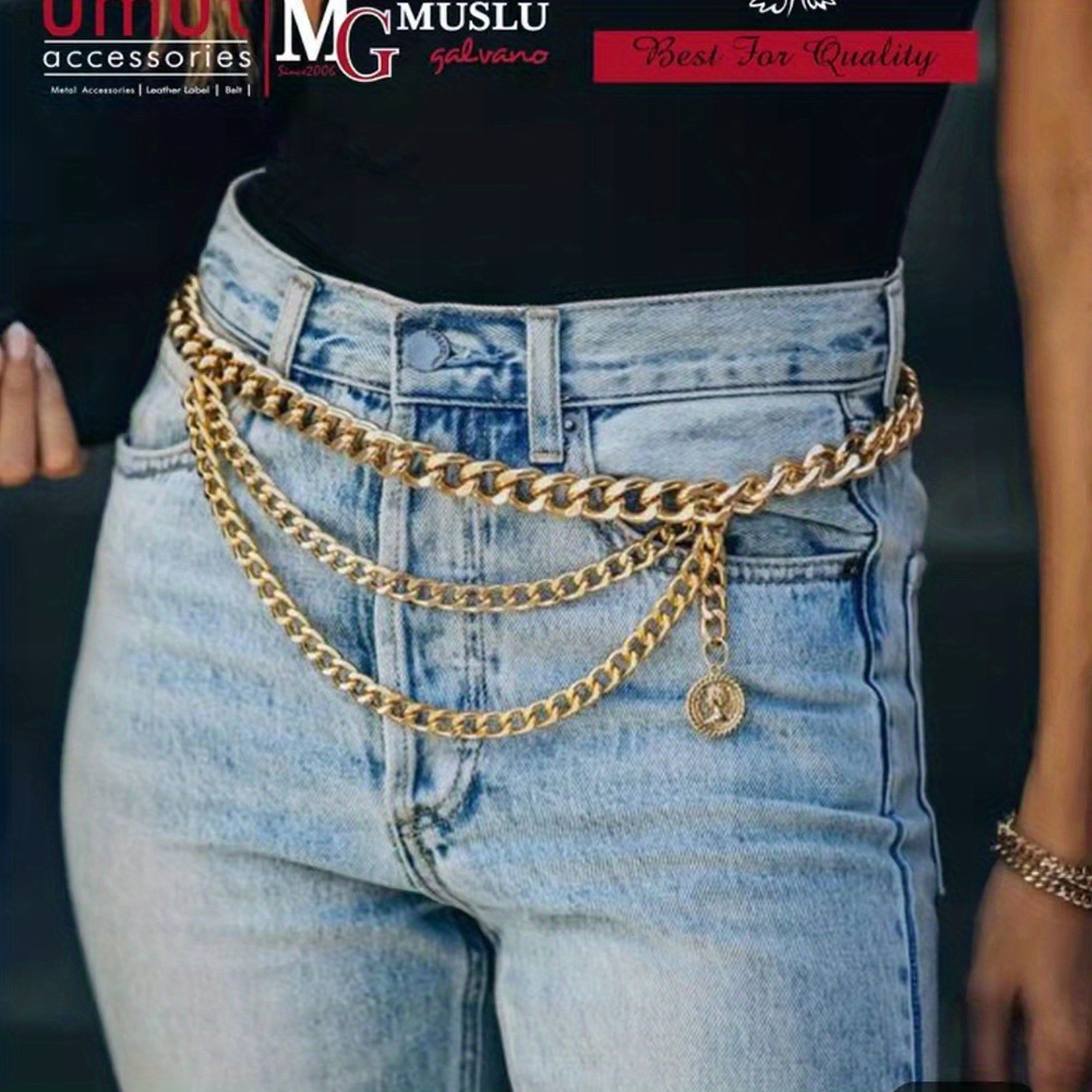 Multi layer Body Chain Waist Belt Punk Jean Chain Wallet - Temu