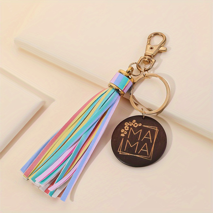 Mama Silicone Beaded Bracelet Keychain Tassel Key Ring Purse Bag Backpack  Car Charm Earphone Accessory Friends Mom Gift - Temu