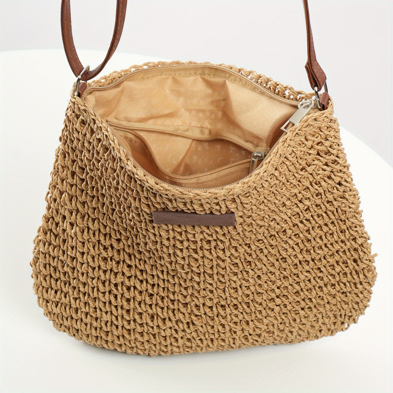 Straw Woven Beach Bag, Trendy Braided Crossbody Bag, Boho Style Purse