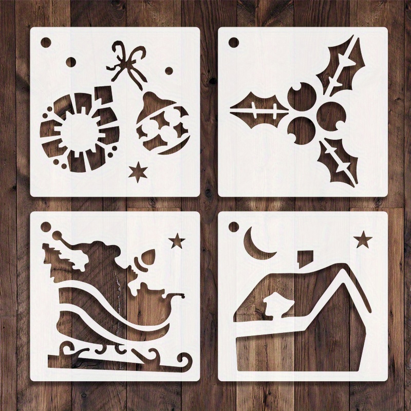  Set of 9 Christmas Stencils for Painting on Wood – Art  Stencils for Drawing, Signs, Wall Art, Canvas, Fabric - Stencils for Crafts  Reusable - Includes Home, Believe and a