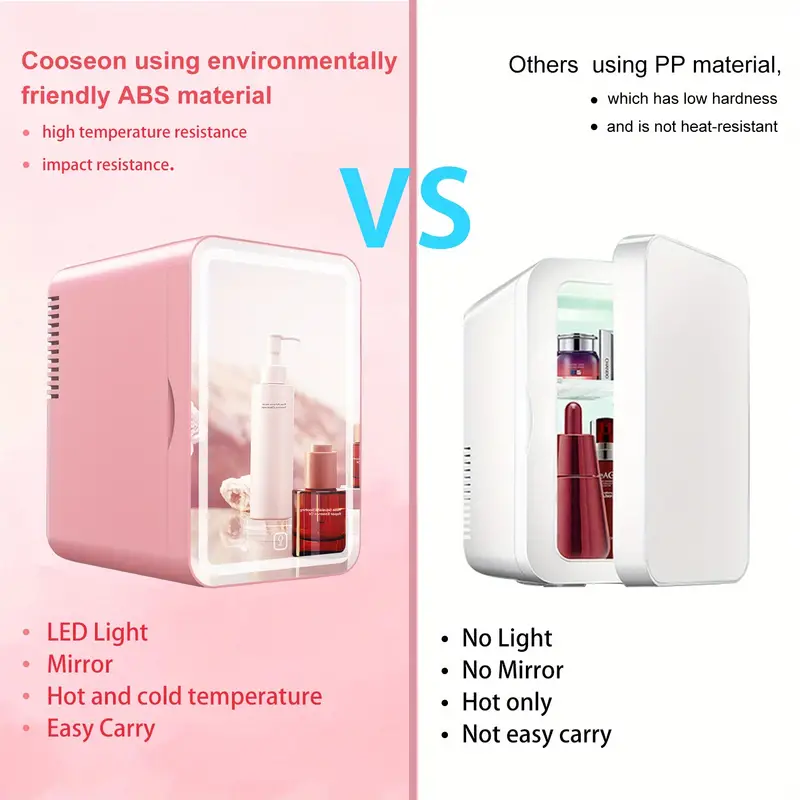 6l mirror beauty makeup refrigerator skin cosmetics skin care products mask hot and cold storage portable led mini refrigerator details 0