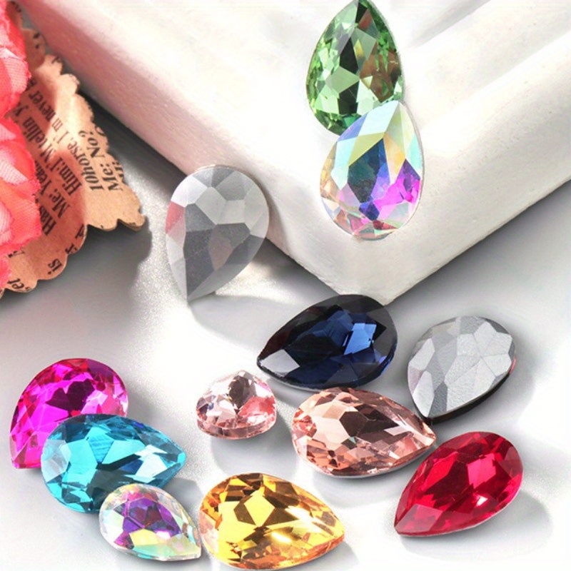 SWTHONY Crystal Teardrop Big Rhinestones Pointback Gem Stones for Crafts Jewelry Making Shoes Dress Faceted Glass Beads 13x18mm 56pcs Ruby