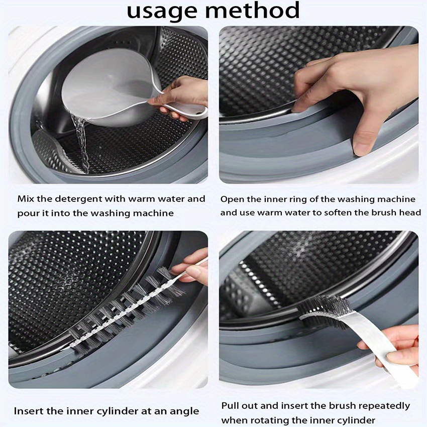 Rolling Washing Machine Cleaning Brush Skinny Cleaning Brush Rotating Head  Long Handle Floor Drain Washing Machine Inner Barrel