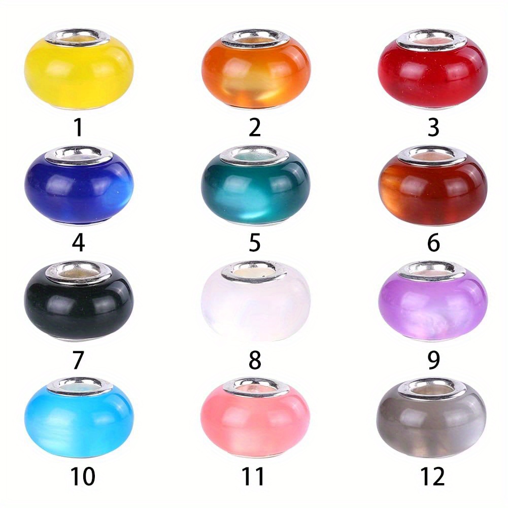Large Hole Spacer Silicone Beads Mix Color With Silvery - Temu