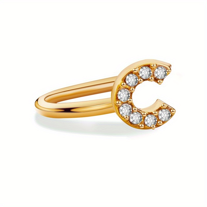 Maynor A-Z Buchstaben Ring Silber 925 - Verstellbarer Initialring Mit Zirkonia Für Damen