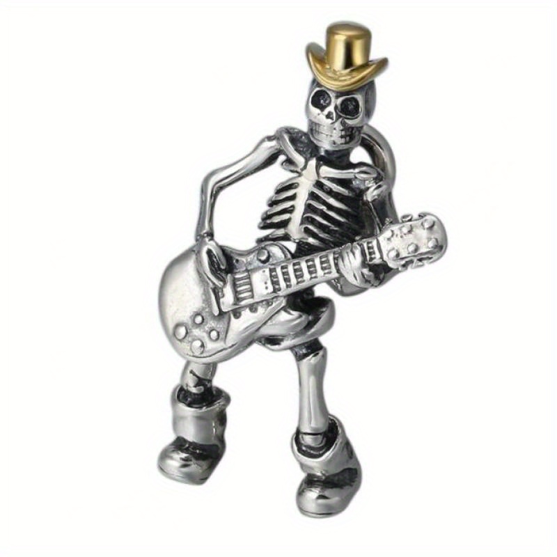 Image of Fashion Trend Guitar Skull Stand Pendant Necklace Hip Hop Party Jewelry Gift