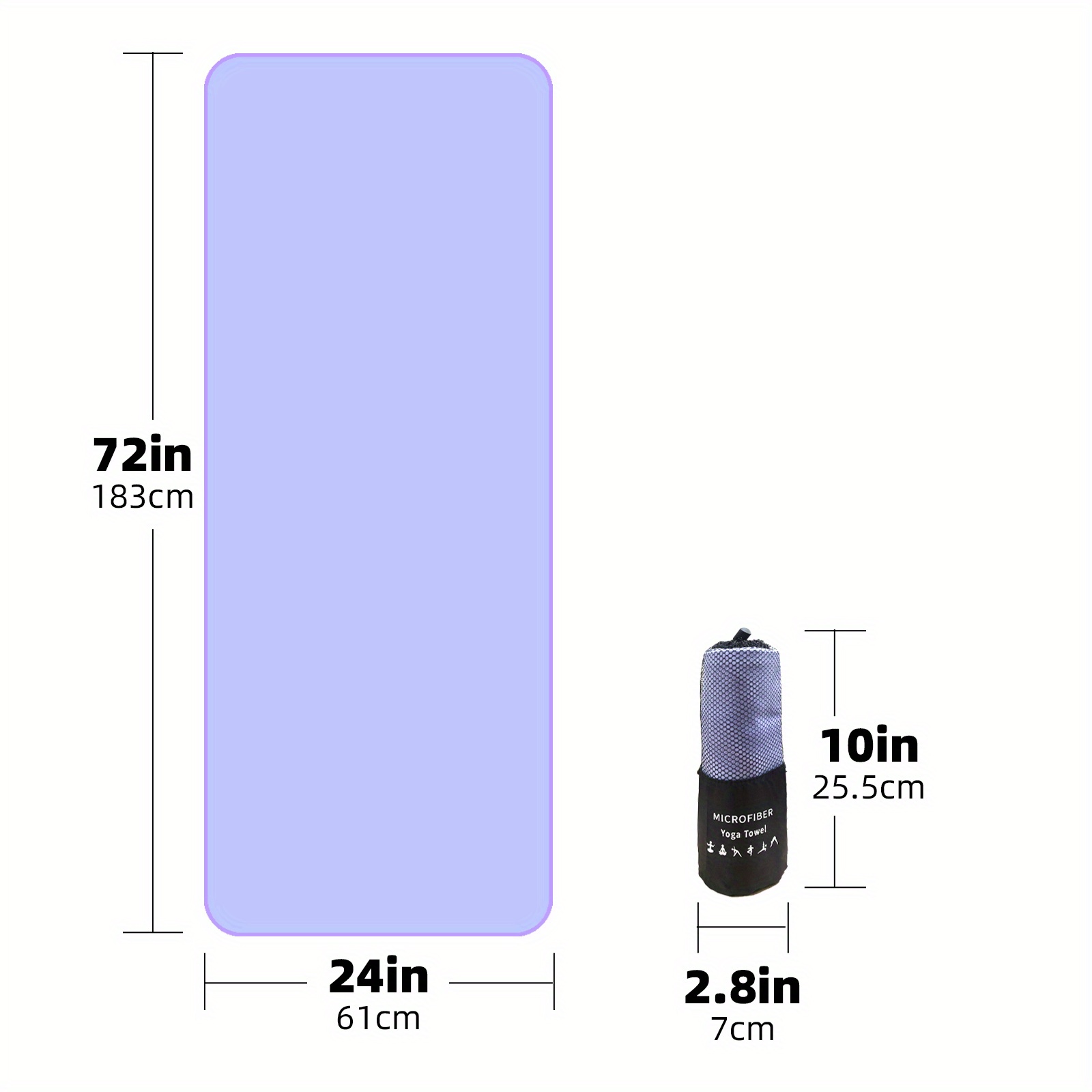 Non Slip Yoga Towel with Storage Bag Portable 60x182cm