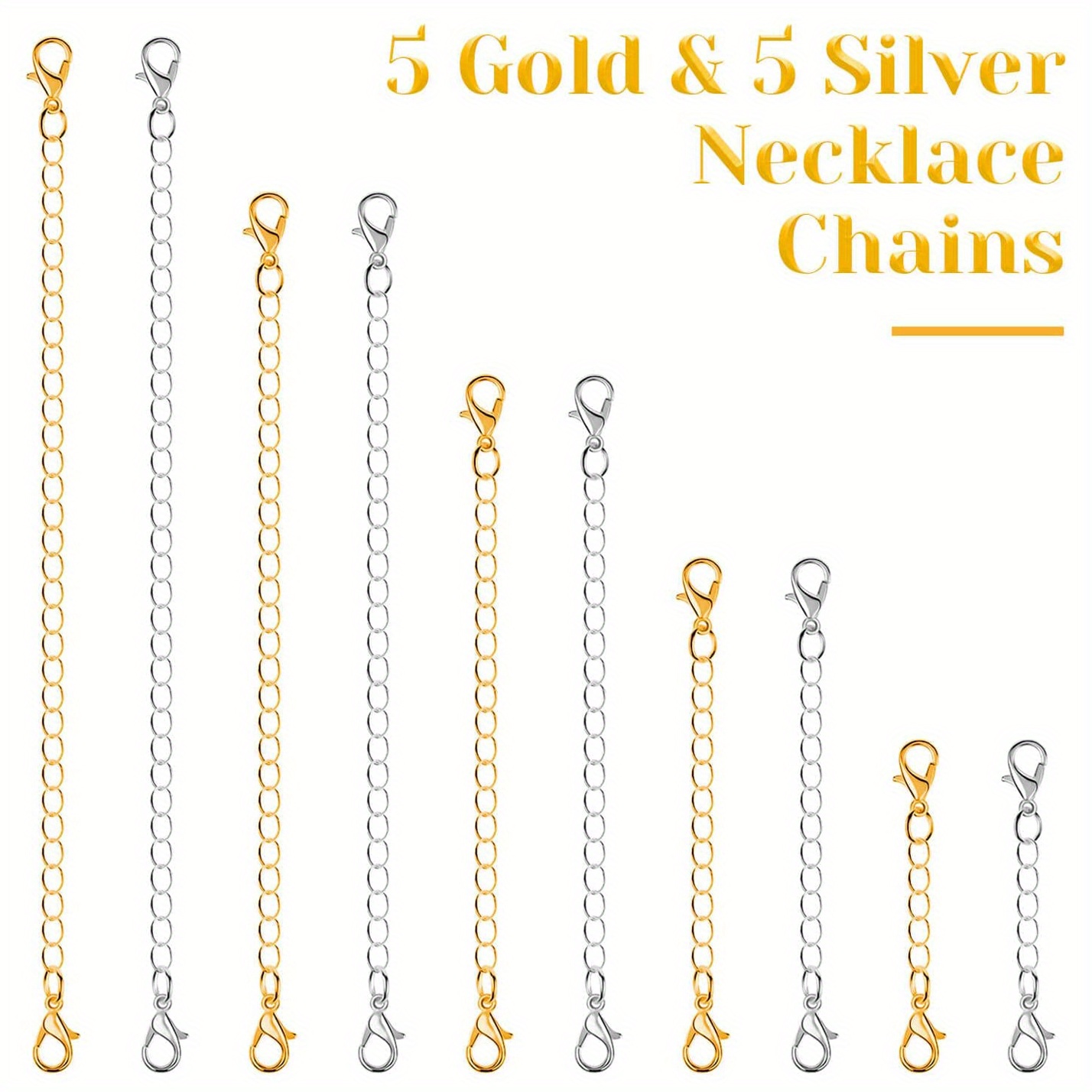 8 Pcs Stainless Steel Necklace Extender Silver Bracelet Extender Lobster  Clasp Chain Extenders for Necklace Extension Set Necklace Chains for  Jewelry