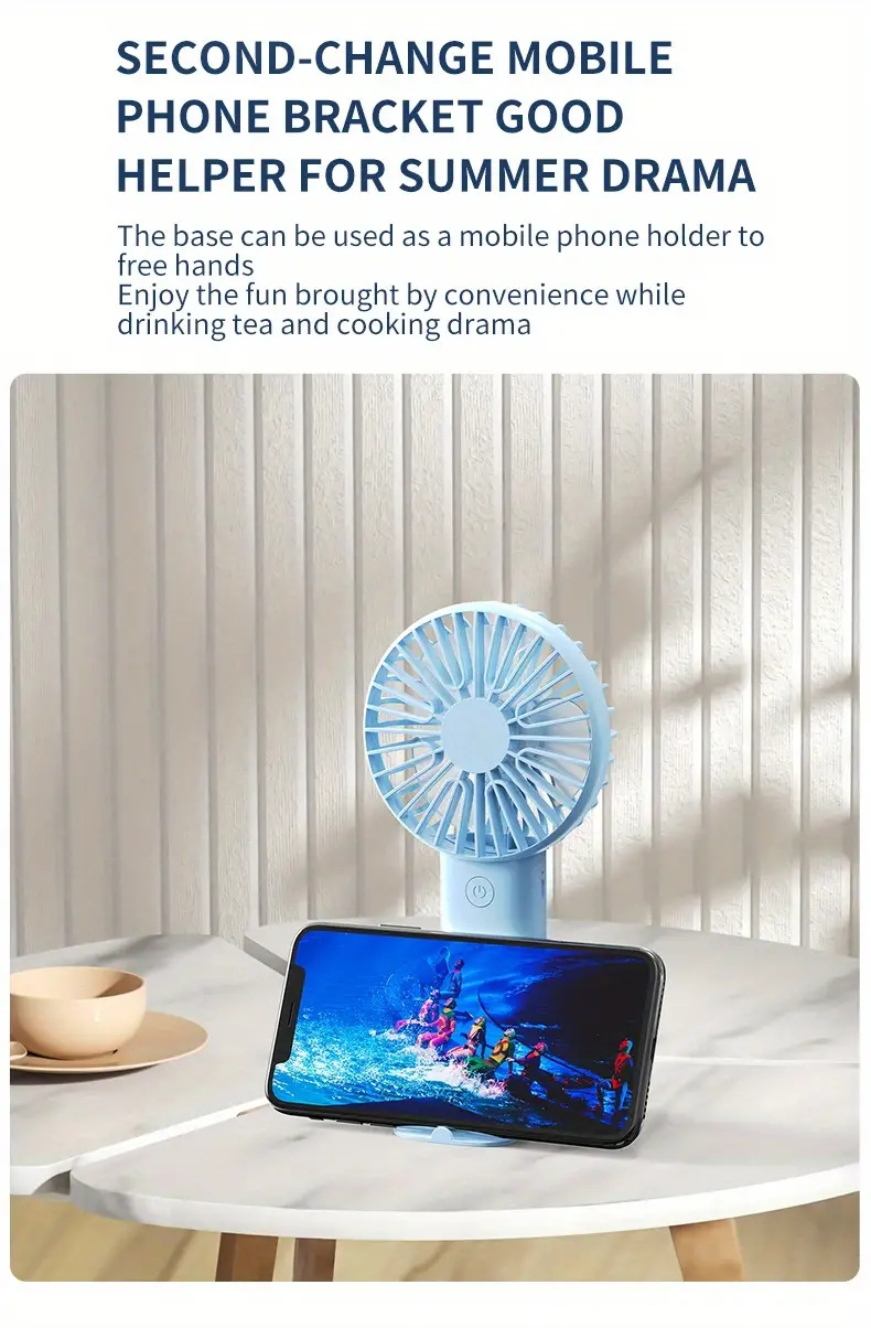 Mini USB Charging Handheld Fan Desktop Small Fan With Mobile Phone Holder Portable And Simple Outdoor Small Fan details 4