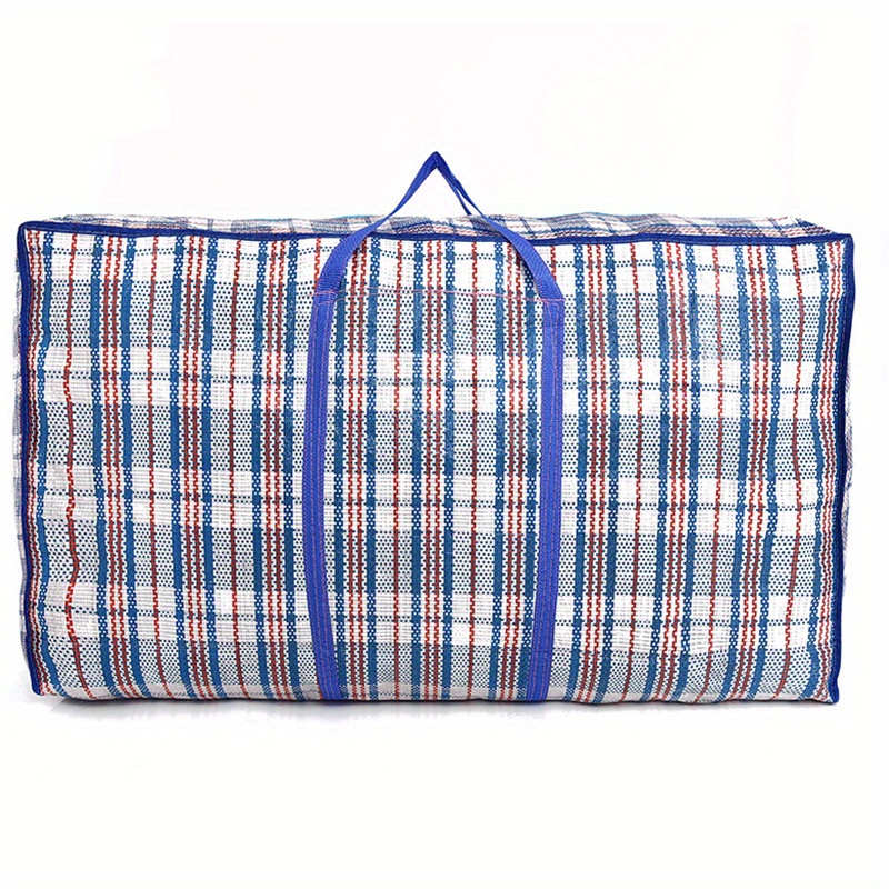 1pc extra large waterproof quilt storage bag   zippered luggage tote with handles for   beach use   checkered laundry bags details 1