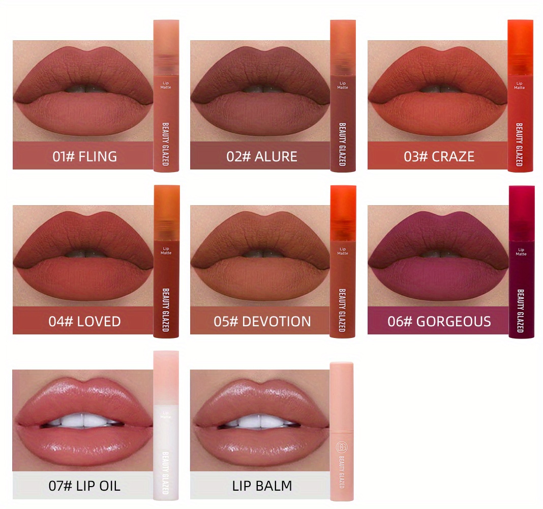 8pcs matte liquid lipsticks waterproof long lasting lipgloss set makeup details 2