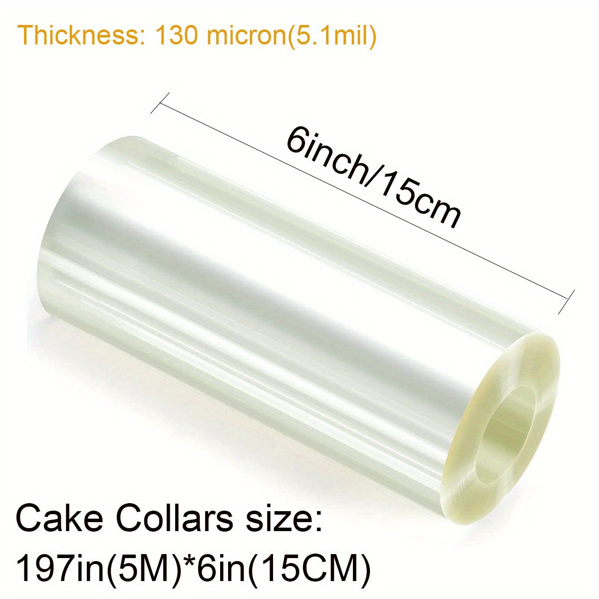 Proshopping 8 x 394 Cake Collars, 125 Micron Thick Clear Acetate Rolls, Transparent Acetate Sheets, Mousse Chocolate Collar, Plastic Cake