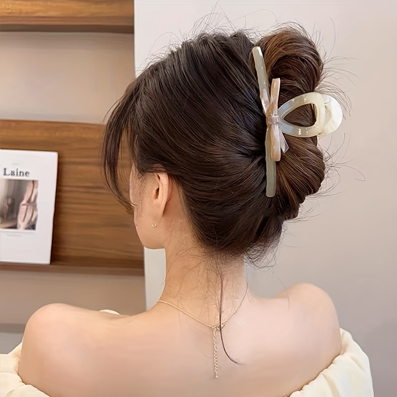 Elegant Bowknot Decor Hair Claw Clip Large Hair Grab Clip - Temu