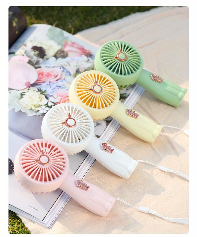 TOOP Cartoon Mini Handheld Fan with Light, ABS Material, USB Rechargeable 500mAh Lithium Battery, Portable Desktop Cute Fan for Summer Gift details 10