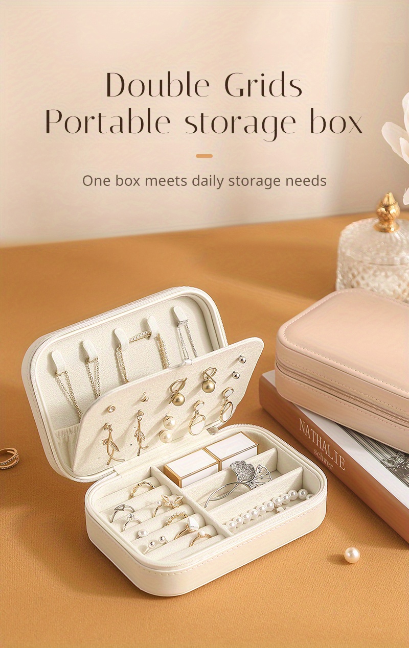 New Portable Jewelry Box Organizer Leather Jewelry Ornament Case Travel  Storage