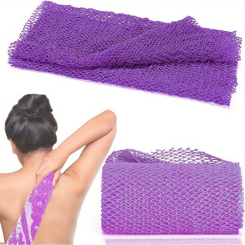 GetUSCart- 2 Pieces African Net African Body Exfoliating Net African Net  Sponge Bath Exfoliating Shower Body Scrubber Back Scrubber Skin Smoother  for Daily Use or Stocking Stuffer (Purple, Rose Pink)