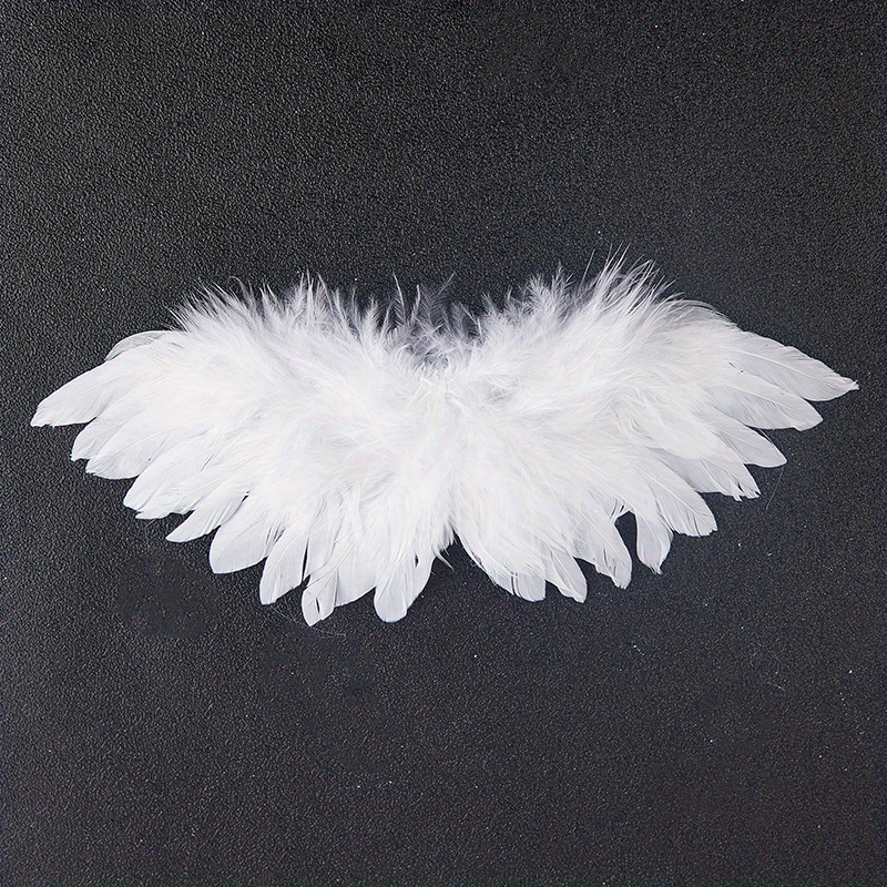 2pcs Mini Black and White Angel Feather Wings for Crafts with Elastic  Straps, Doll Feather Wing Accessories Photography Accessories for