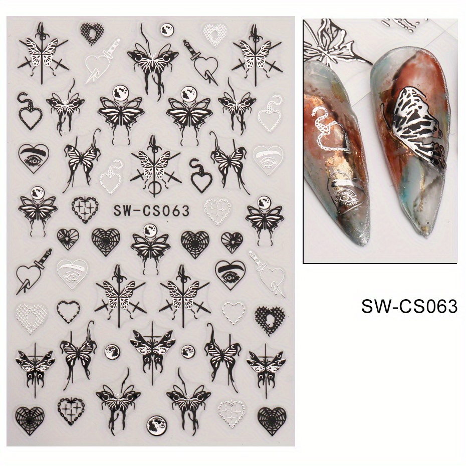 Sparkling Butterfly Moon 3d Nail Art Stickers - Self-adhesive Nail Decals For Women's Acrylic Nails - Easy To Apply And Long-lasting Nail Art Decorations