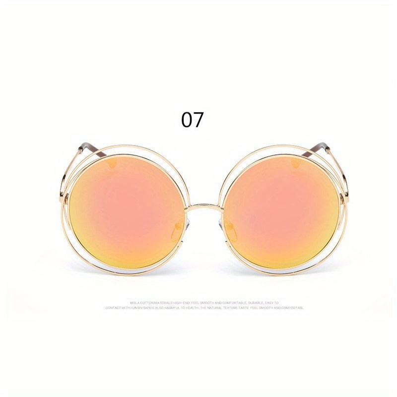 oversized round hollow for women men   designer metal glasses for summer beach party fashion glasses details 11