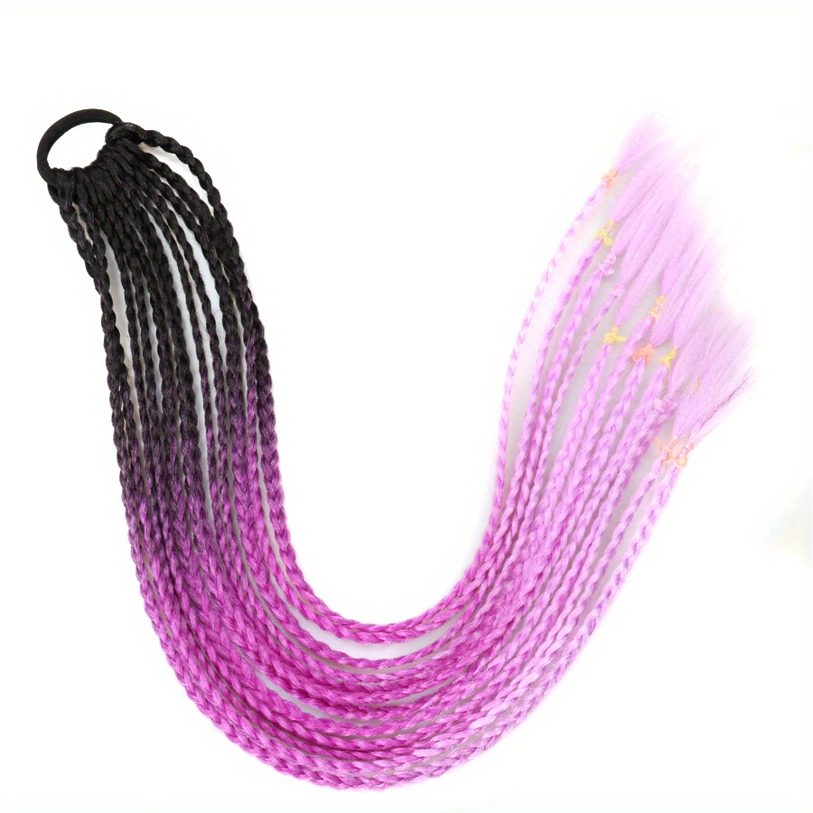 12 Pack Long Braid Hair Extensions with Elastic Bands - Rainbow Braids