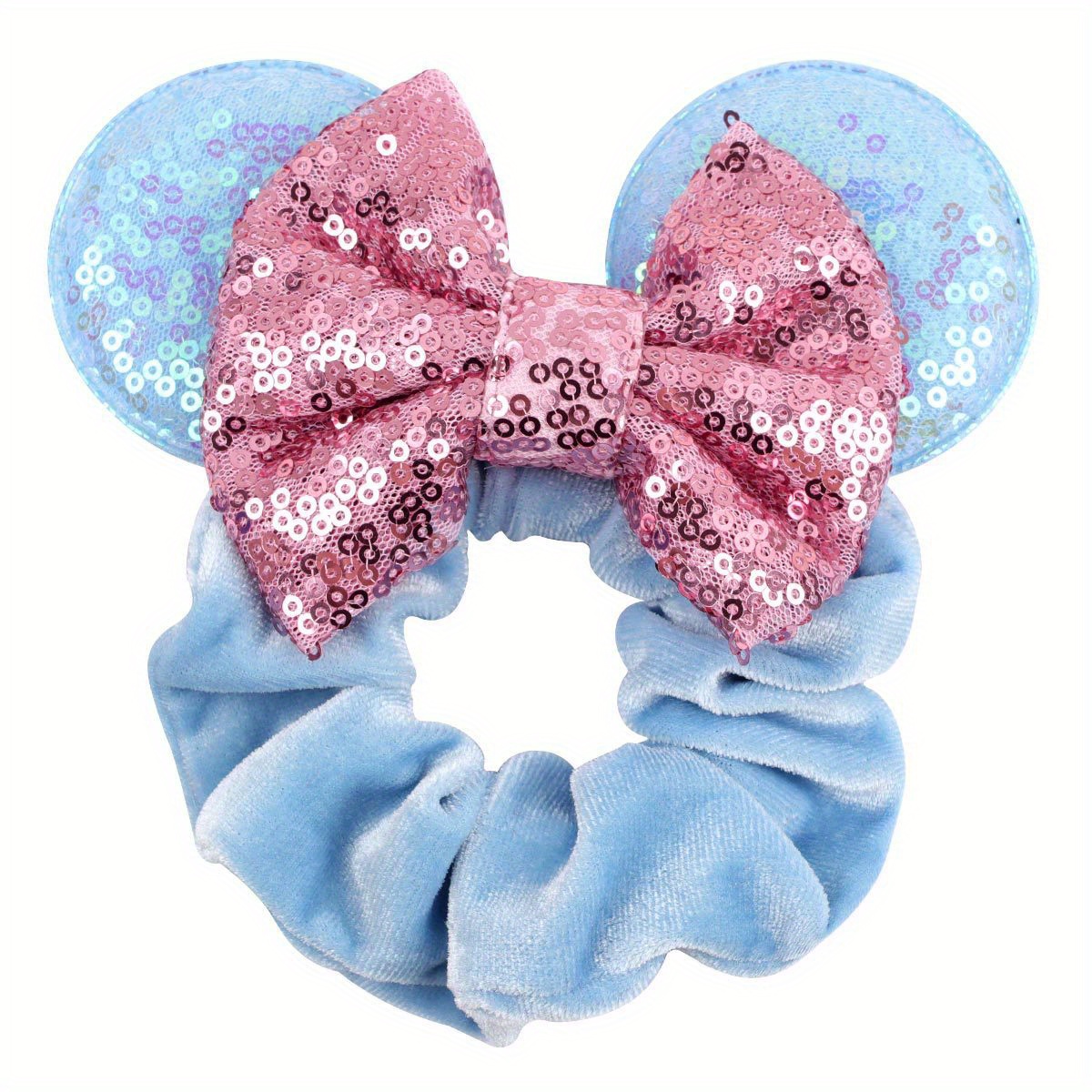 Colorful Sequin Bow Mouse Ear Scrunchies Hair Ties